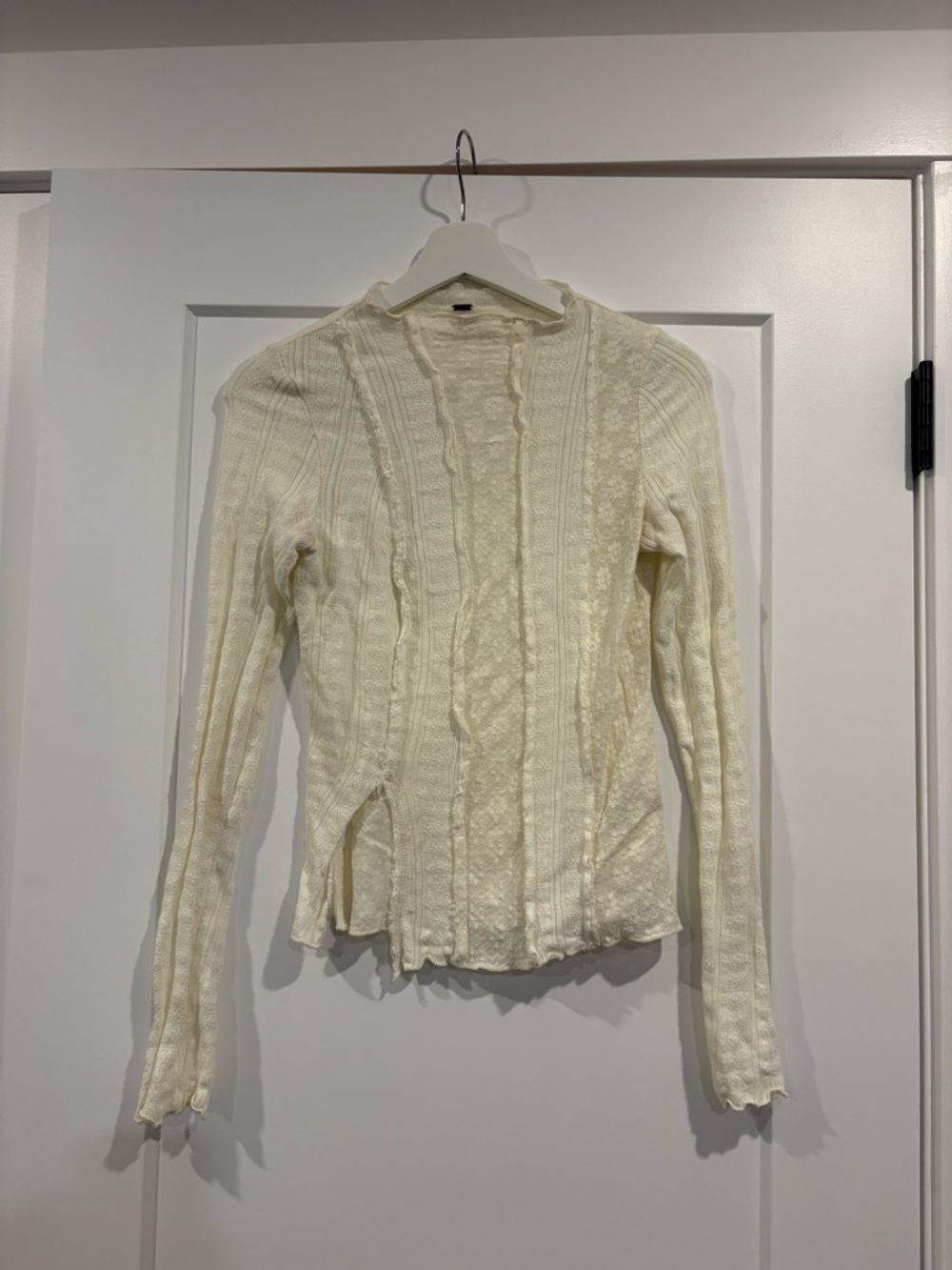 Free People Cream Cable Knit Open-Front Cardigan